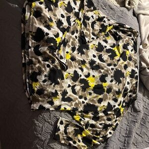 White Birch Abstract Print Blouse - Black, Yellow, Cream